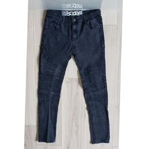 LR Scoop Jeans Mens 36x32 Black Straight Leg Grunge Skater Biker Denim